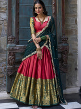 Narayan Pattu Zari Weaving Lehenga With Gerogette Dupatta  RED