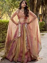 Silk Thread Embroidered Lehenga With Dupatta  PNK