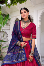 Tussar Silk Bandhej Printed Lehenga With Dupatta  PNK