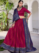 Tussar Silk Bandhej Printed Lehenga With Dupatta  PNK