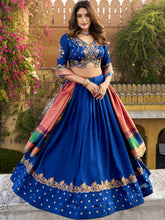 Vichitra Silk Thread Embroidered Lehenga With Dupatta  RBL