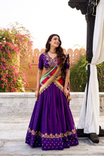 Vichitra Silk Thread Embroidered Lehenga With Dupatta  PRL