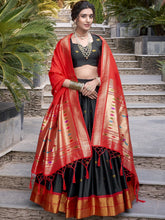 Jacquard Silk Zari Weaving Lehenga With Dupatta  BLK