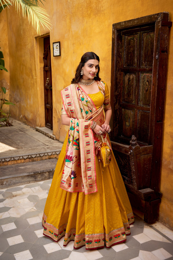 Silk Paithani Zari Weaving Lehenga With Dupatta MNG