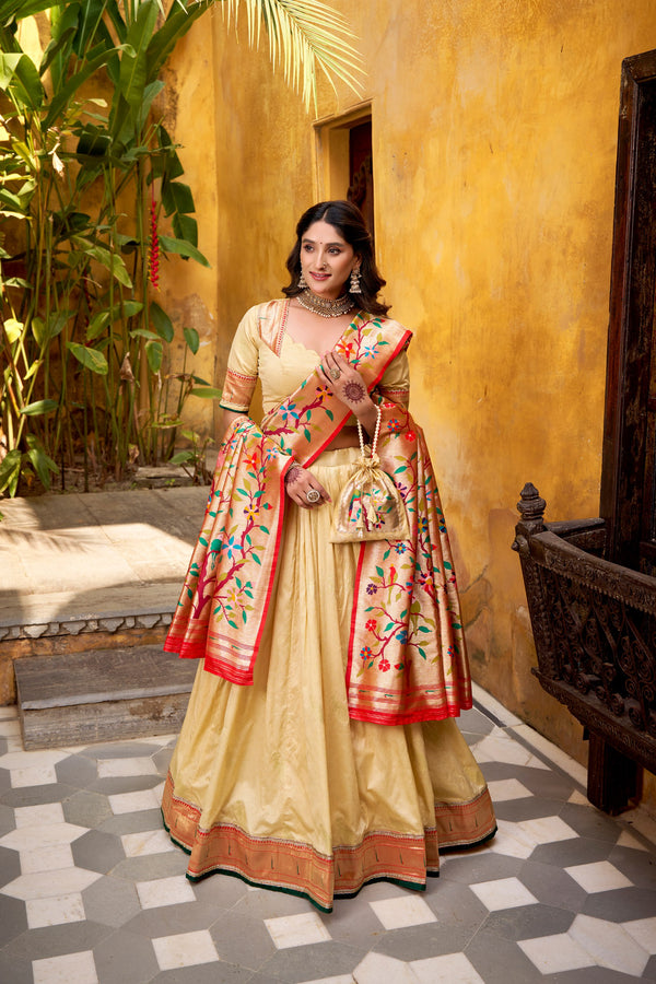 Silk Paithani Zari Weaving Lehenga With Dupatta  CRM
