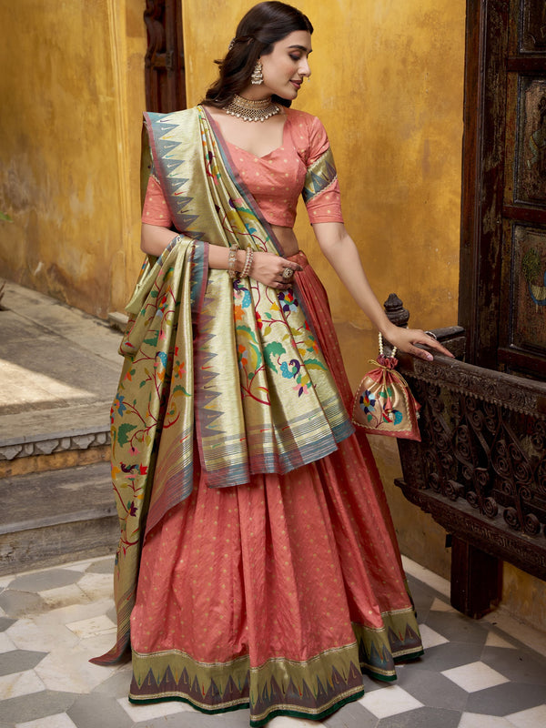 Silk Paithani Zari Weaving Lehenga With Dupatta  PEC