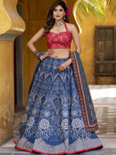 Vaishali Silk Bead Embroidered Lehenga With Dupatta BLU