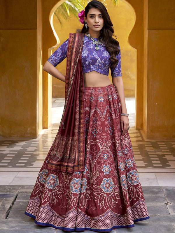 Vaishali Silk Bead Embroidered Lehenga With Dupatta  MRN