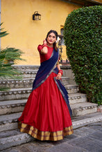 Poly Cotton Lehenga For Women  RED
