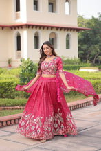 Gold Crush Embroidered Lehenga With Dupatta  PINK