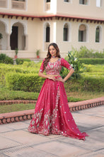 Gold Crush Embroidered Lehenga With Dupatta  PINK