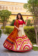 Tussar Silk Printed Lehenga With Dupatta  RED