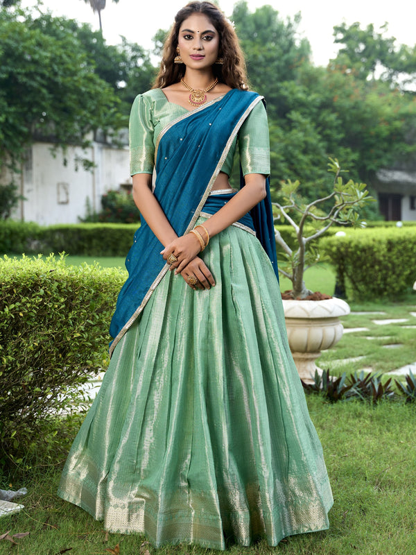Blue Kanchipuram Lehenga For Women PST