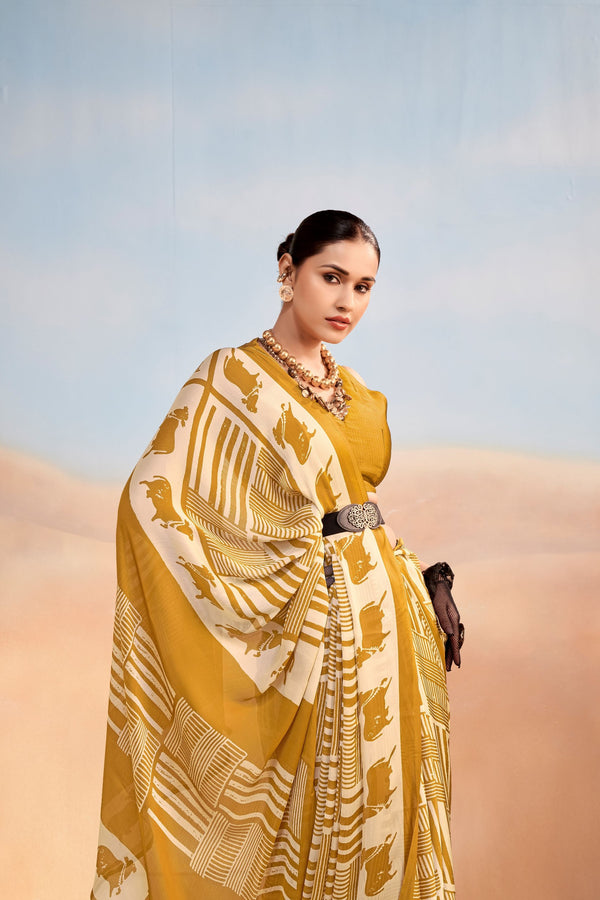 Satin Chiffon Printed Saree  MST