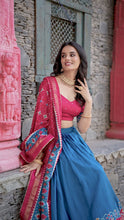 TEL Tussar Silk Patola Printed Lehenga For Women